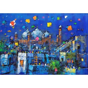 Zahid Saleem, 24 x 36 Inch, Acrylic on Canvas, Cityscape Painting, AC-ZS-208